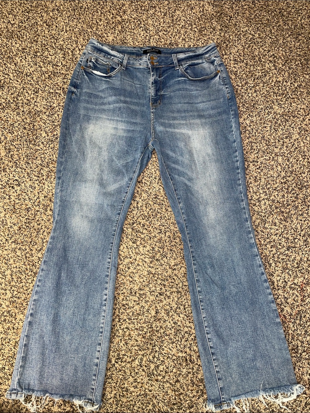 Judy Blue Bootcut Jeans with Frayed Hem High Rise Stretch Plus Sz 20W EUC